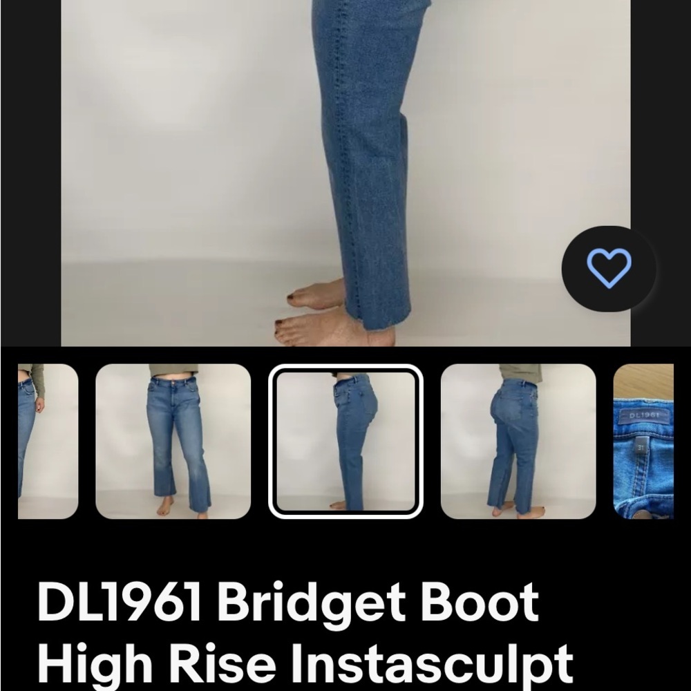 DL 1961 Bridget High Rise Instasculpt Crop Flare Crop Jeans Sz 20 Denim Raw Hem - Picture 9 of 9